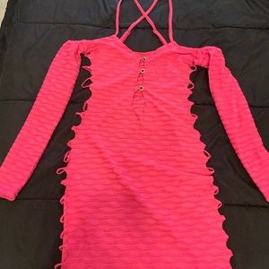 Shein small hot pink mini dress with cutouts